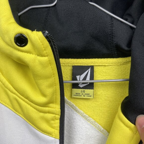 Y2K Volcom Color Blocks Hoodie Skateboards Punk Emo Women Sz L Pink / Yellow - Picture 8 of 16